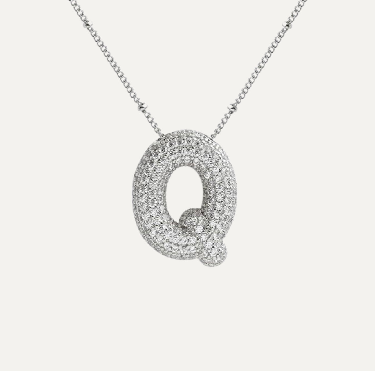 Dames Ketting – Initial Hanger – Fonkelende Stenen – Verfijnde Schakelketting – Statement Sieraad