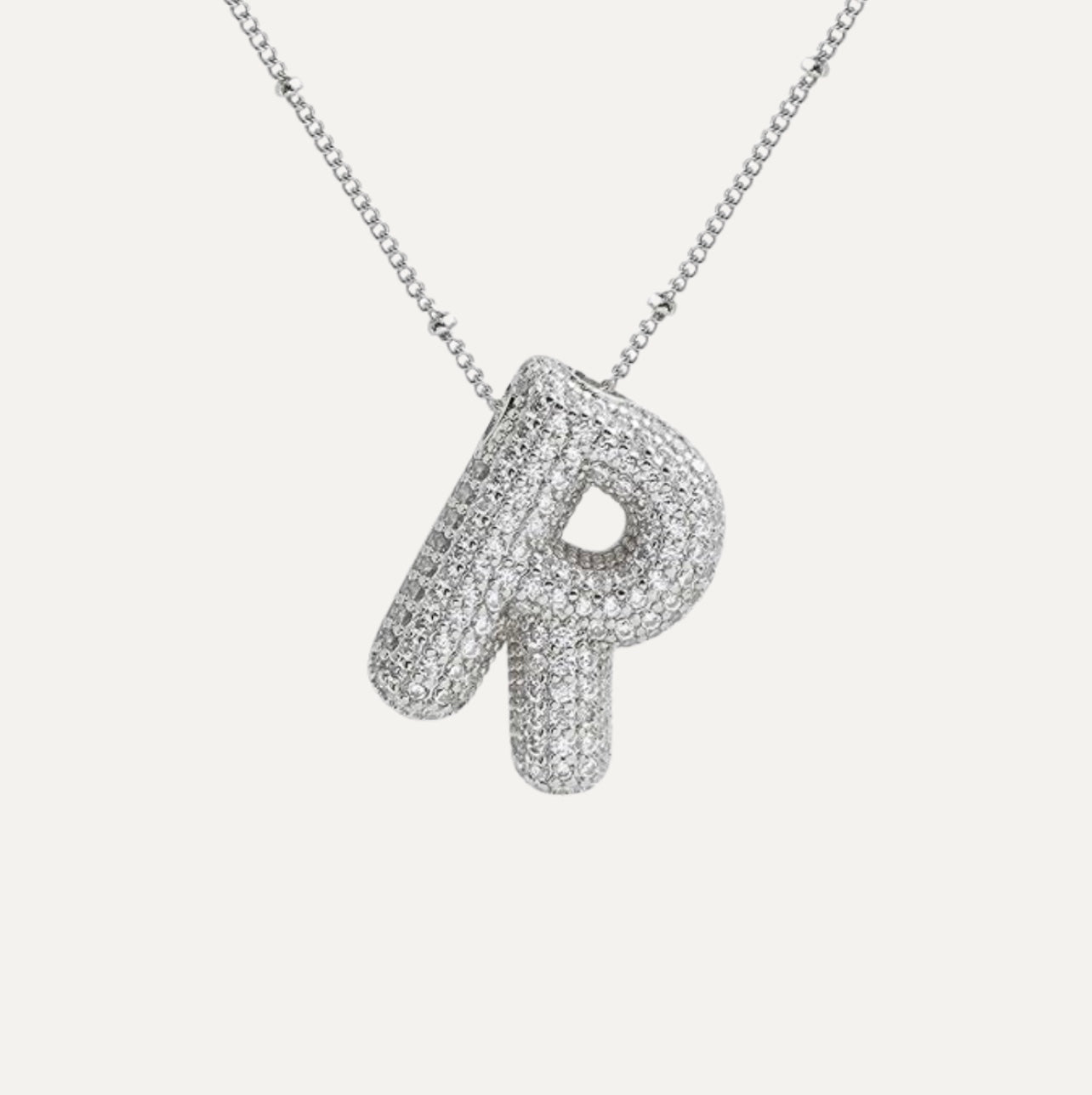 Dames Ketting – Initial Hanger – Fonkelende Stenen – Verfijnde Schakelketting – Statement Sieraad