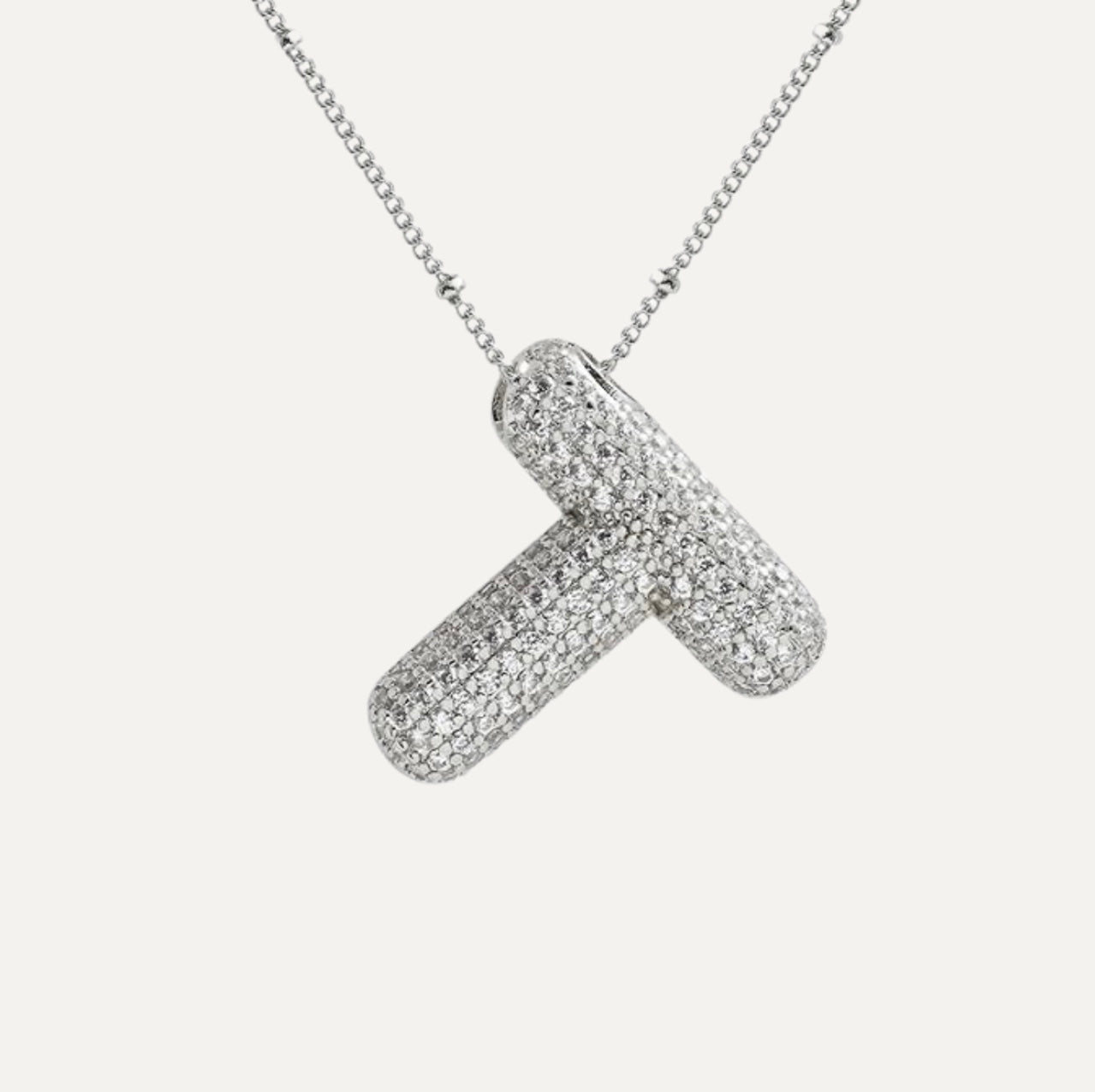 Dames Ketting – Initial Hanger – Fonkelende Stenen – Verfijnde Schakelketting – Statement Sieraad