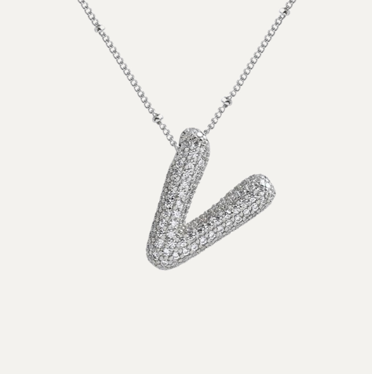 Dames Ketting – Initial Hanger – Fonkelende Stenen – Verfijnde Schakelketting – Statement Sieraad