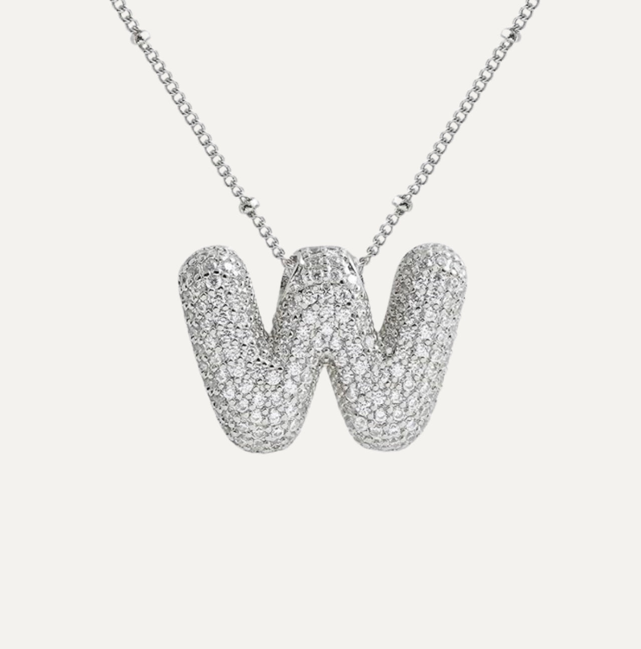 Dames Ketting – Initial Hanger – Fonkelende Stenen – Verfijnde Schakelketting – Statement Sieraad