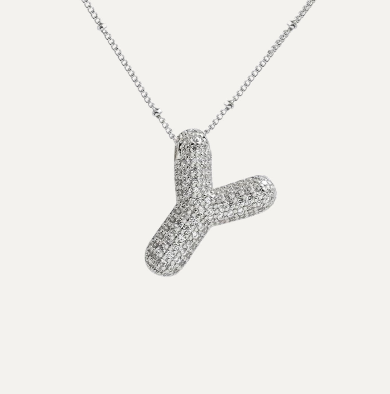 Dames Ketting – Initial Hanger – Fonkelende Stenen – Verfijnde Schakelketting – Statement Sieraad