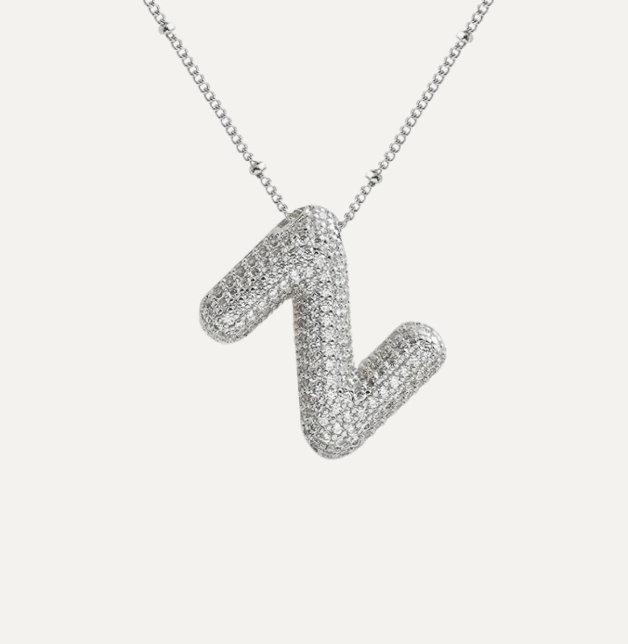 Dames Ketting – Initial Hanger – Fonkelende Stenen – Verfijnde Schakelketting – Statement Sieraad