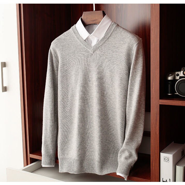 Wool Winter V-Neck Sweater Men | High Quality Materials - Warm and Cozy - winter - Ideal for Formal and Informal Occasions