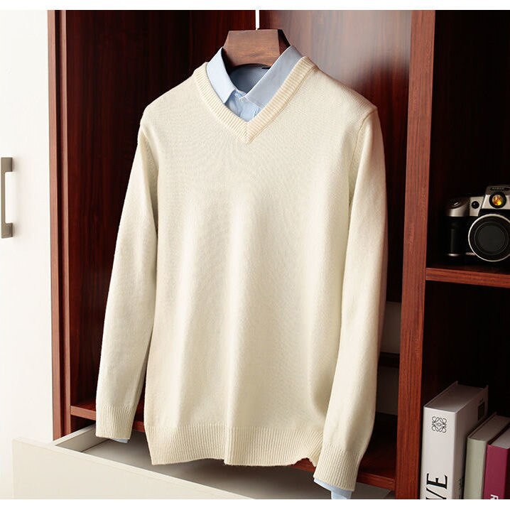 Wool Winter V-Neck Sweater Men | High Quality Materials - Warm and Cozy - winter - Ideal for Formal and Informal Occasions