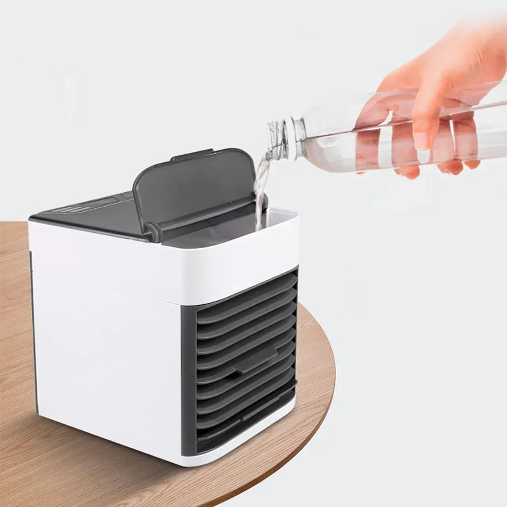 3-in-1 Luchtkoeler met Ventilator, Luchtbevochtiger en Luchtreiniger – Draagbaar, Stil & met LED-nachtlampje