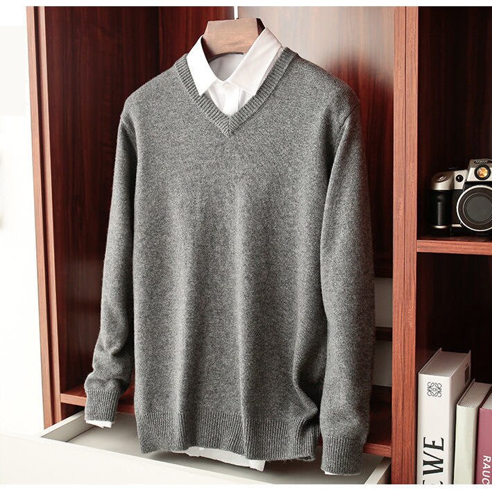 Wool Winter V-Neck Sweater Men | High Quality Materials - Warm and Cozy - winter - Ideal for Formal and Informal Occasions