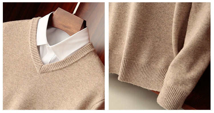 Wool Winter V-Neck Sweater Men | High Quality Materials - Warm and Cozy - winter - Ideal for Formal and Informal Occasions