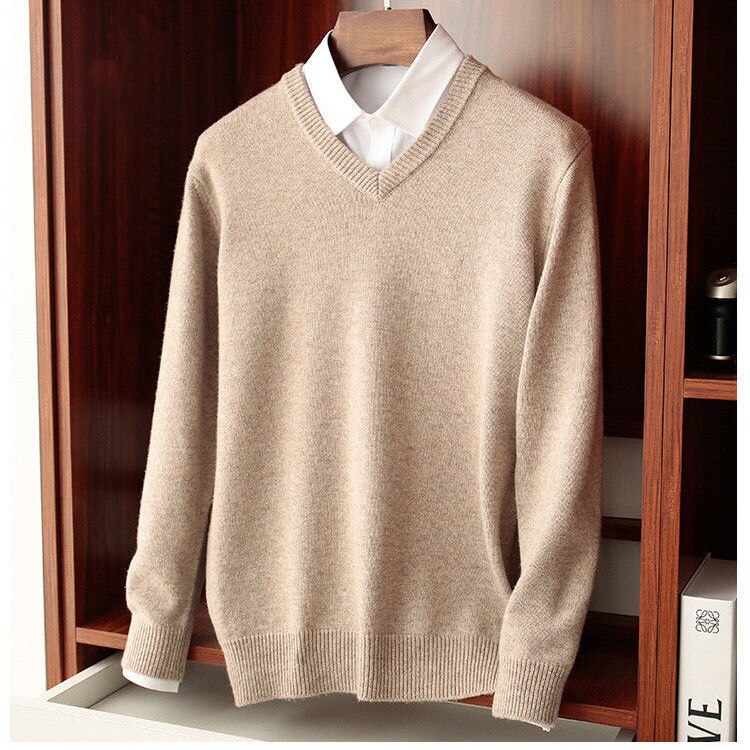 Wool Winter V-Neck Sweater Men | High Quality Materials - Warm and Cozy - winter - Ideal for Formal and Informal Occasions