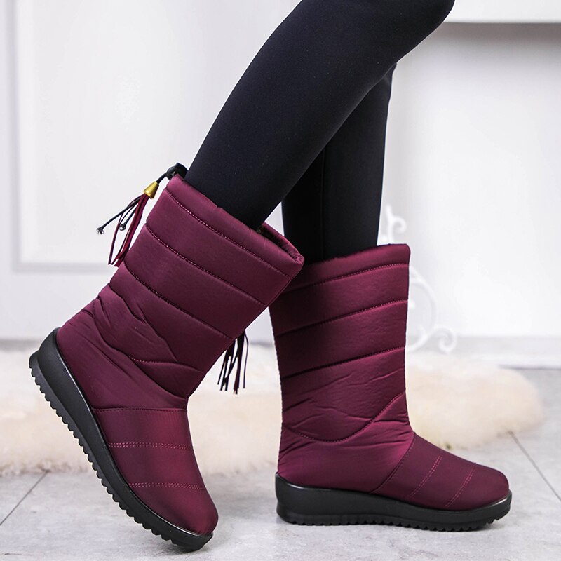 Snowla Dames Winterlaarzen met Warme Bontvoering - Dubbel Geïsoleerde Snowboots met Antislip Zool - Warme Laarzen voor de Winter, Maat 35 tot 43