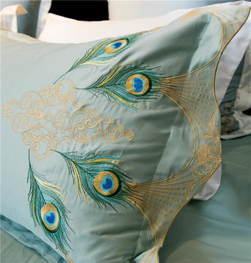 Peacock Rue Teal Dekbedovertrek Set - Egyptisch Katoen | Diepe teal kleur - Zacht en stijlvol voor een luxueuze slaapkamer