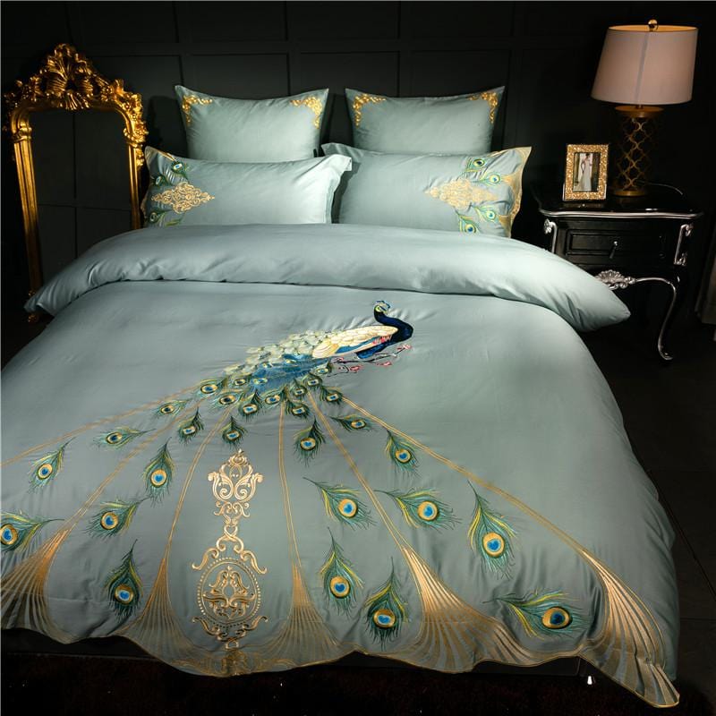 Peacock Rue Teal Dekbedovertrek Set - Egyptisch Katoen | Diepe teal kleur - Zacht en stijlvol voor een luxueuze slaapkamer