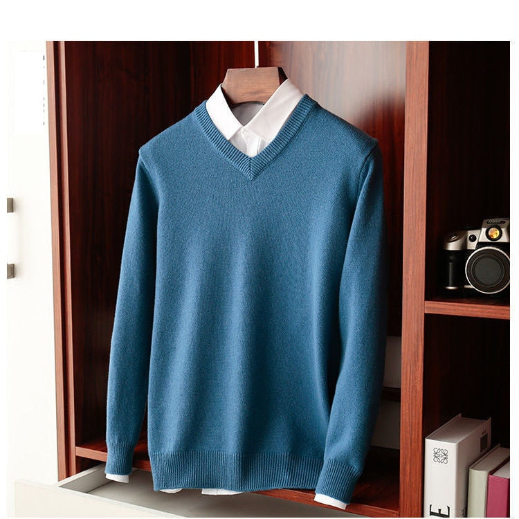 Wool Winter V-Neck Sweater Men | High Quality Materials - Warm and Cozy - winter - Ideal for Formal and Informal Occasions