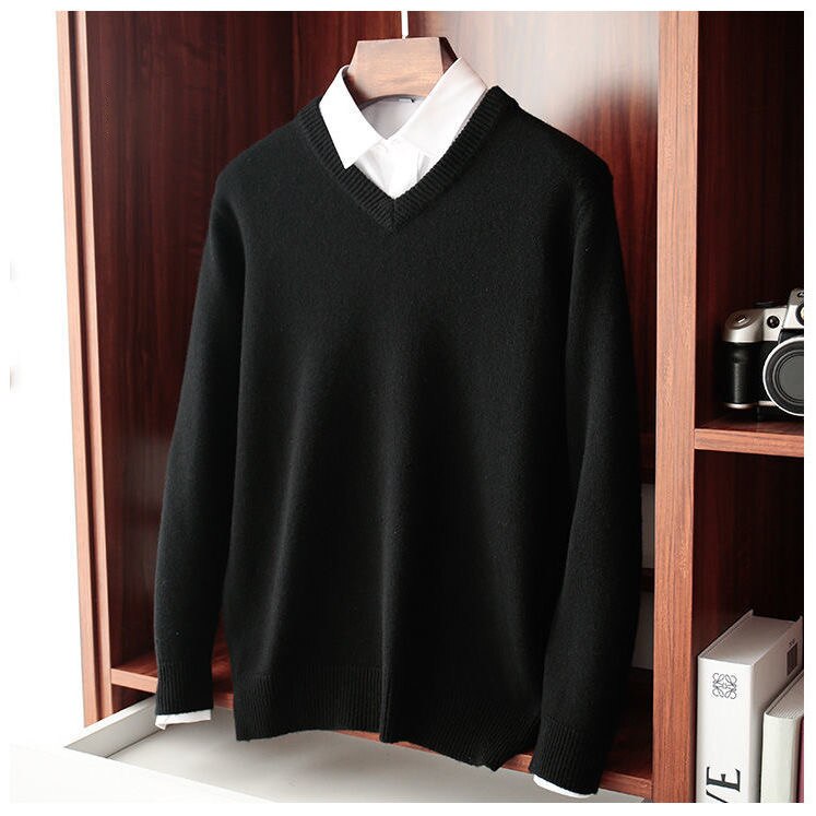 Wool Winter V-Neck Sweater Men | High Quality Materials - Warm and Cozy - winter - Ideal for Formal and Informal Occasions