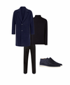 Complete Outfit Heren | Jas/Blazer + Trui/Blouse + Pantalon + Hoge Suede Loafers - Puento Fortade - TP 27 - Essential Winter Blauw Zwart