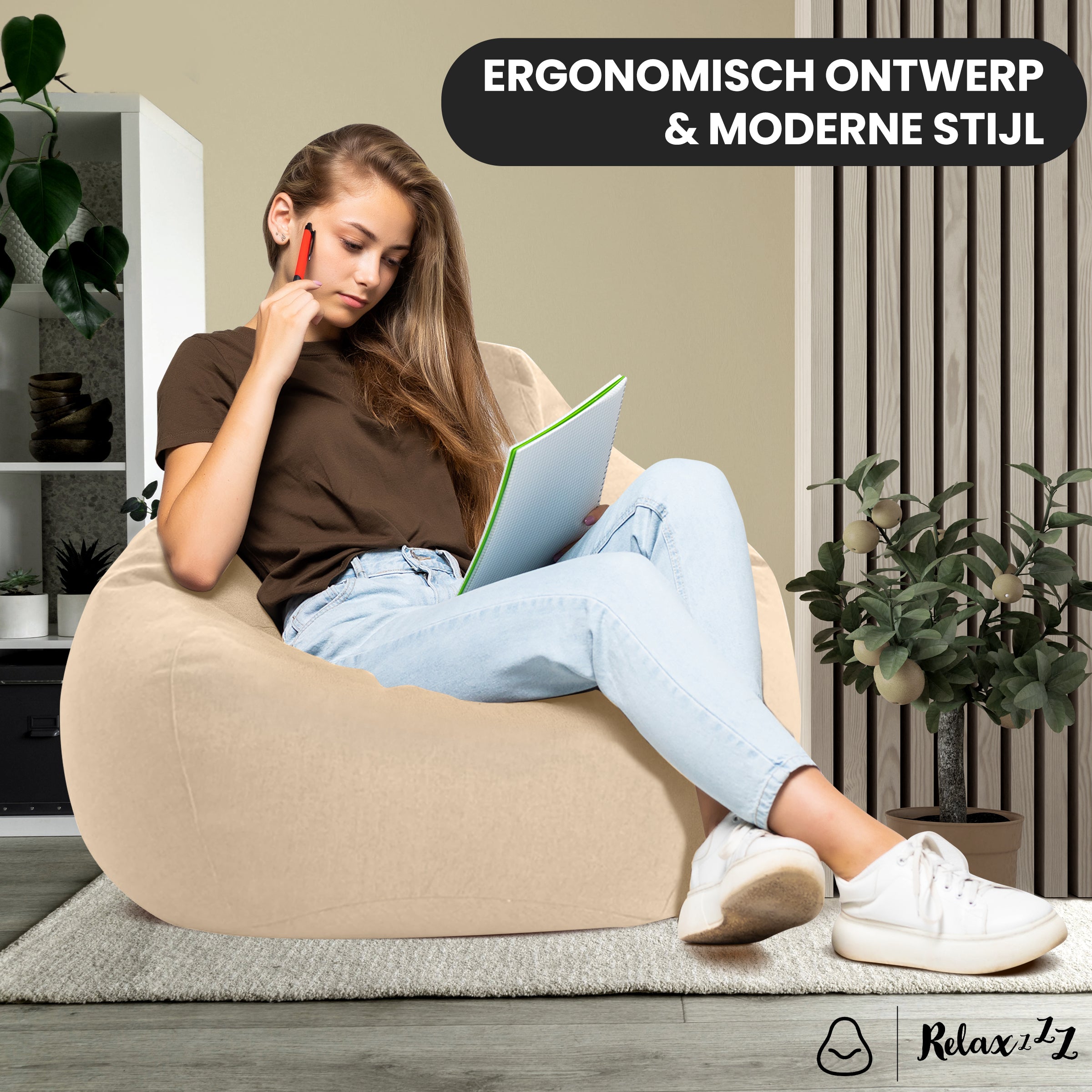 Complete Luxe Linnen Zitzak met Vulling – Comfortabel & Ergonomisch Design