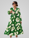Jade | Boho Groene Maxi Jurk Met V-Hals Voor Zomerse Elegantie