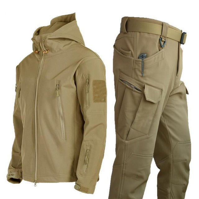 Northpeak Heren Outdoor Set - Gevoerde Winterjas met Capuchon en Cargobroek - Warme Tactische Outdoorkleding, Los of als Set in Khaki, Groen en Zwart