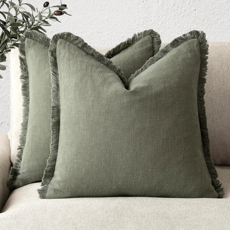 Koraal Kussenslopen Set - Katoen-Linnen, Luxe Woonaccessoire