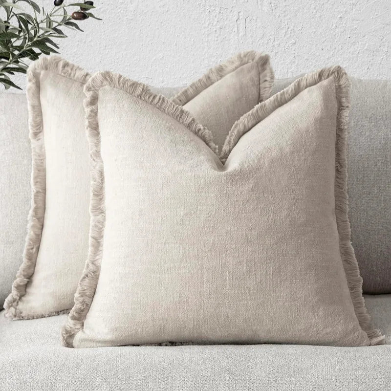 Koraal Kussenslopen Set - Katoen-Linnen, Luxe Woonaccessoire