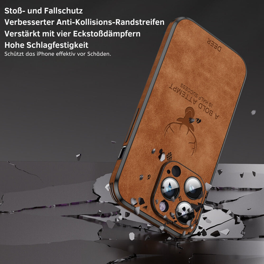 Deer - Luxe Leren iPhone Hoesje met Stijlvol Design en Schokbestendige Bescherming