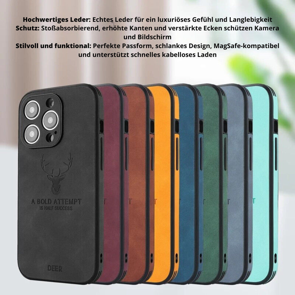 Deer - Luxe Leren iPhone Hoesje met Stijlvol Design en Schokbestendige Bescherming