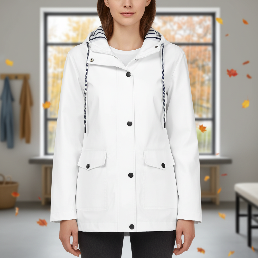 Noora Damesjas met Capuchon - Lichte Overgangsjas met Gestreepte Voering en Steekzakken - Casual Herfstjas voor Dames in 10 Kleuren