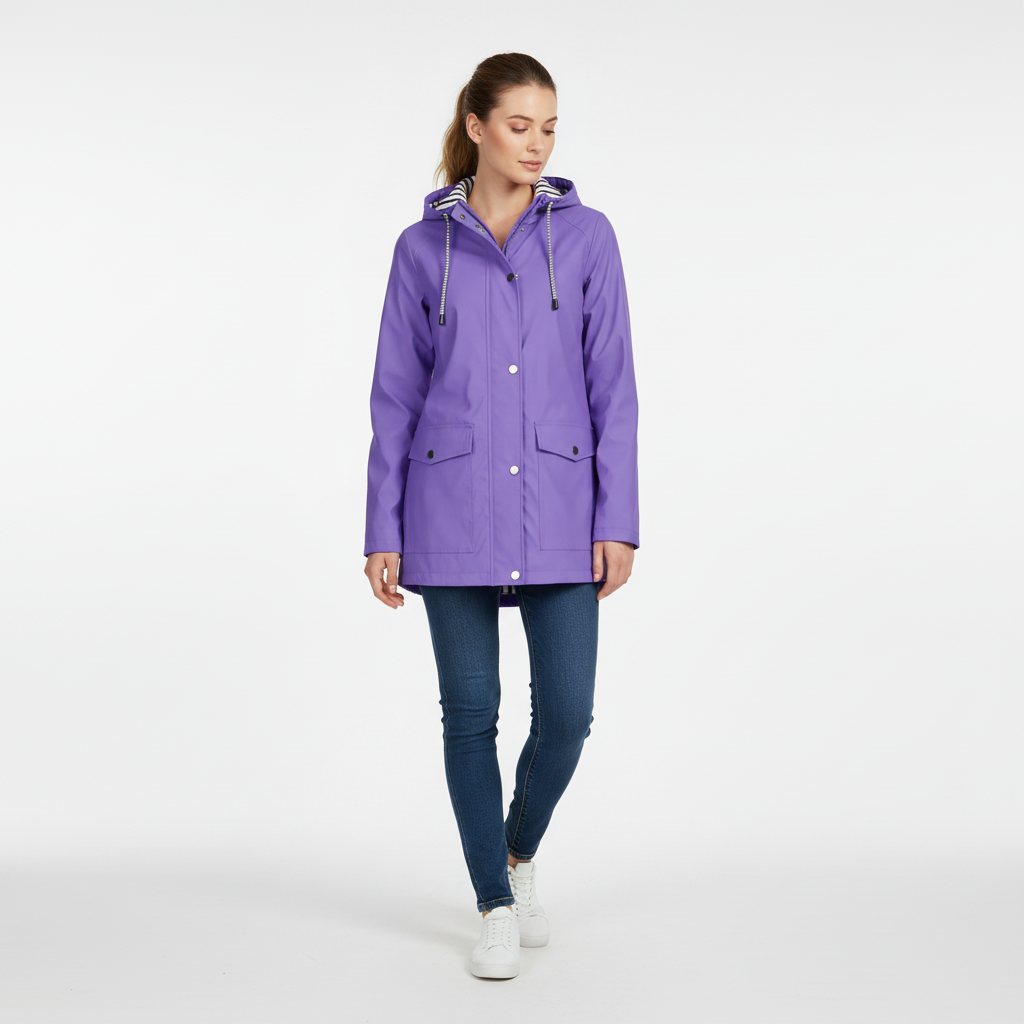 Noora Damesjas met Capuchon - Lichte Overgangsjas met Gestreepte Voering en Steekzakken - Casual Herfstjas voor Dames in 10 Kleuren