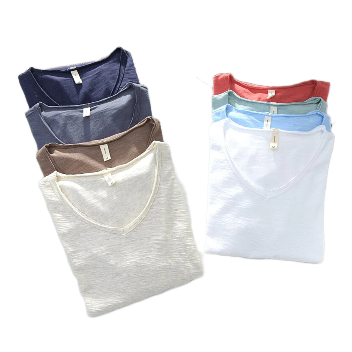 Heren V-Hals Shirt – Linnen Katoen T-Shirt met Ademende Slim Fit Pasvorm