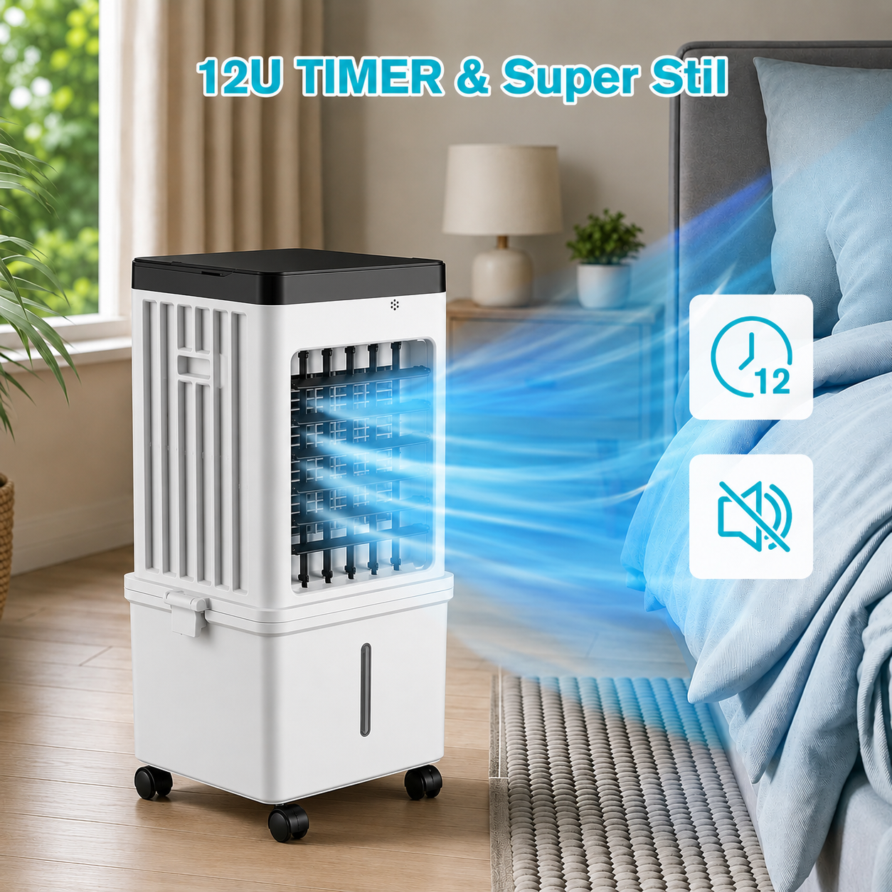 Mobiele Aircooler – 15L watertank met koelelementen en 3 snelheden