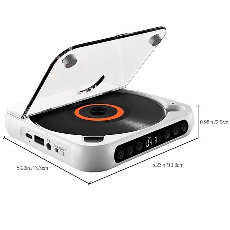 Navando Draagbare CD-Speler met Bluetooth - Compact en Licht, voor CD, CD-R, CD-RW en MP3 - Oplaadbaar via USB-C, met 3,5 mm Aansluiting