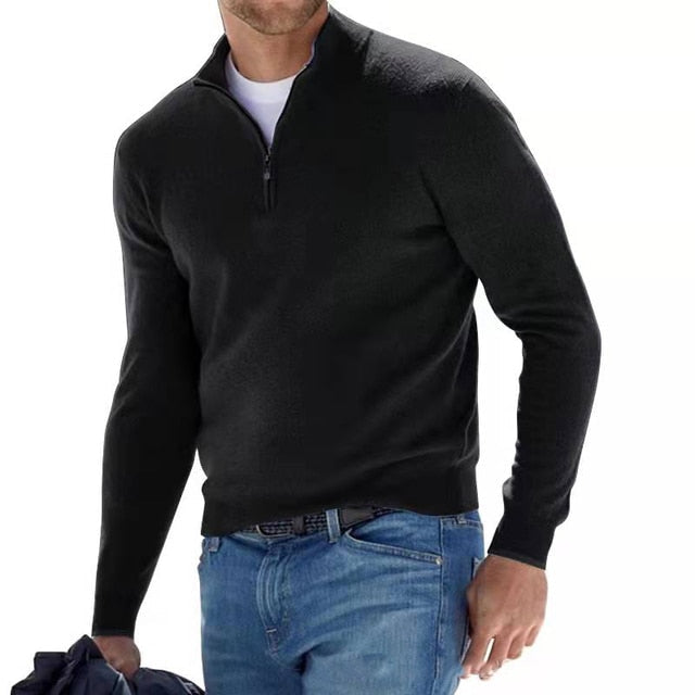 Merino Pullover Heren – V-Hals Met Rits, Warm & Stijlvol