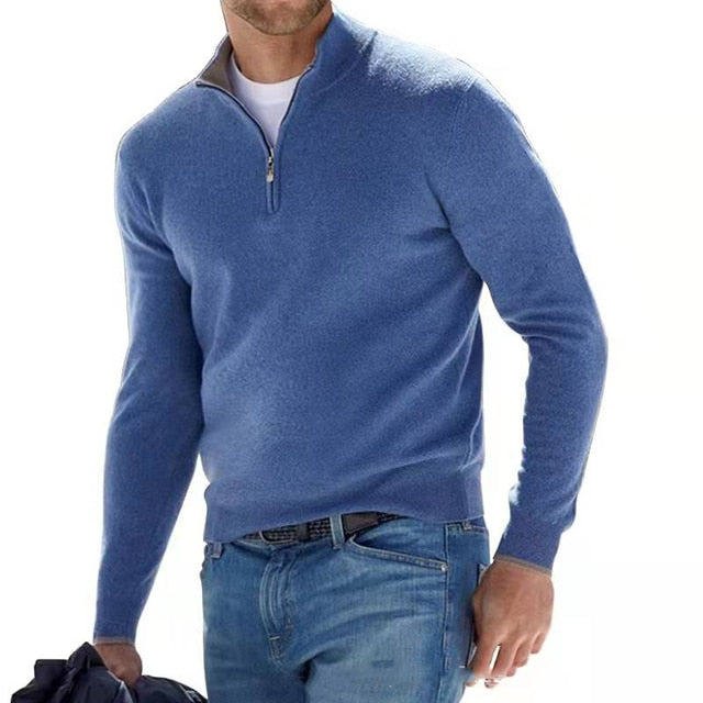 Merino Pullover Heren – V-Hals Met Rits, Warm & Stijlvol