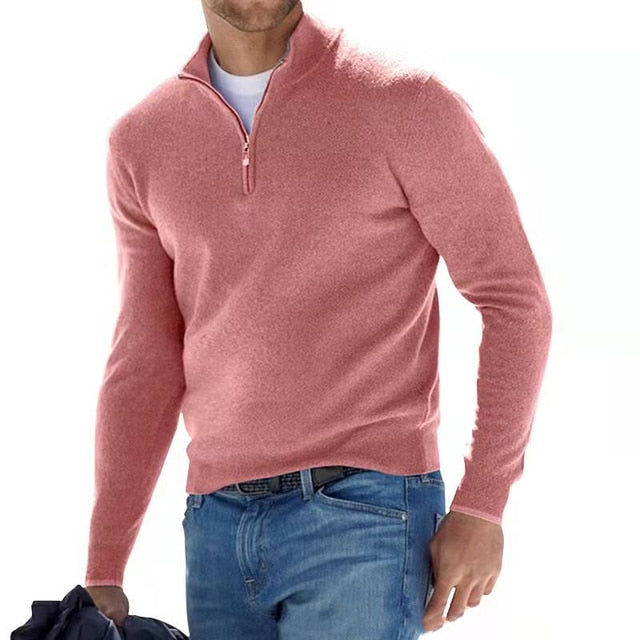 Merino Pullover Heren – V-Hals Met Rits, Warm & Stijlvol