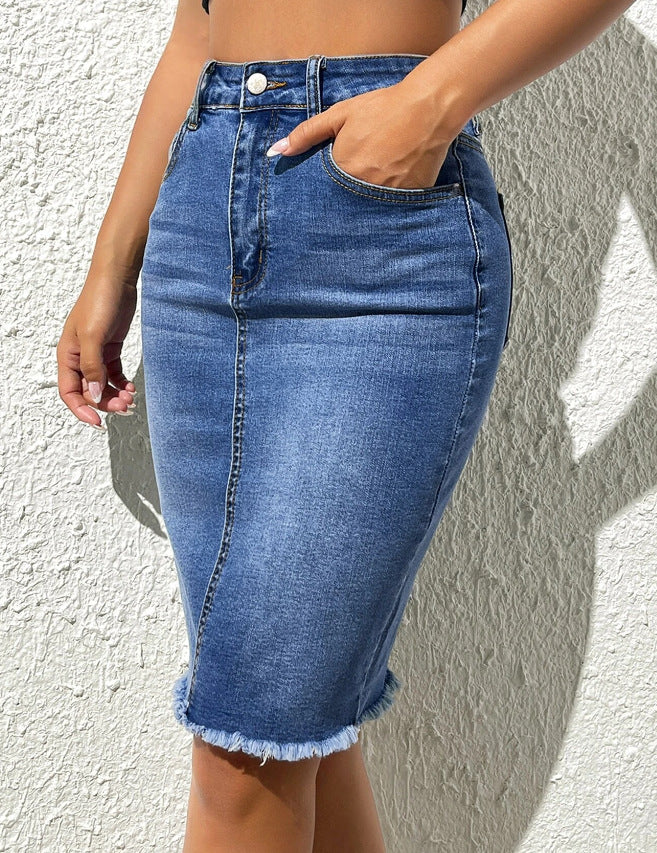 Vervia | Luxe Denim Midi-Rok voor Dames