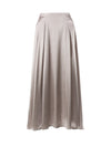 Elegante Lange Satijnen Rok met Hoge Taille en A-lijn Silhouet