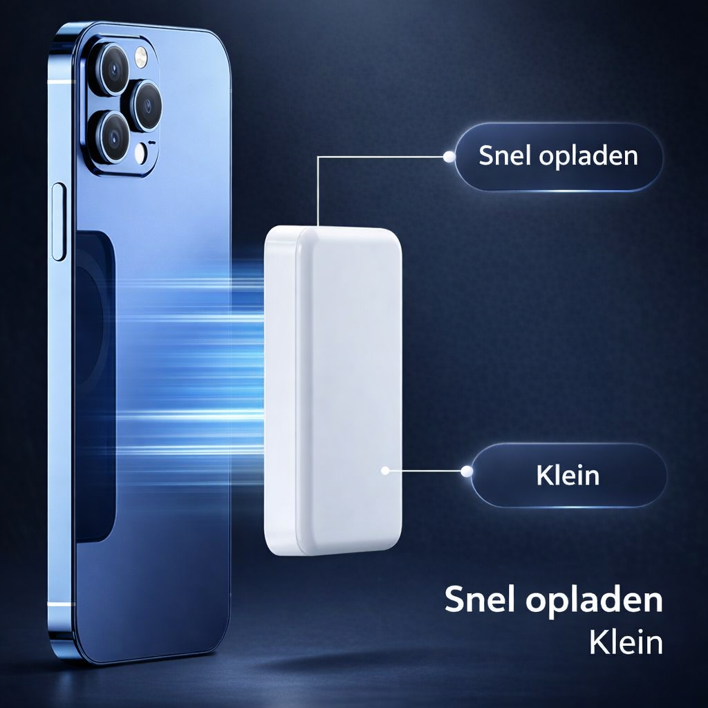 Magnetische Powerbank 20W Draadloos | Supersnel Opladen Zonder Kabels