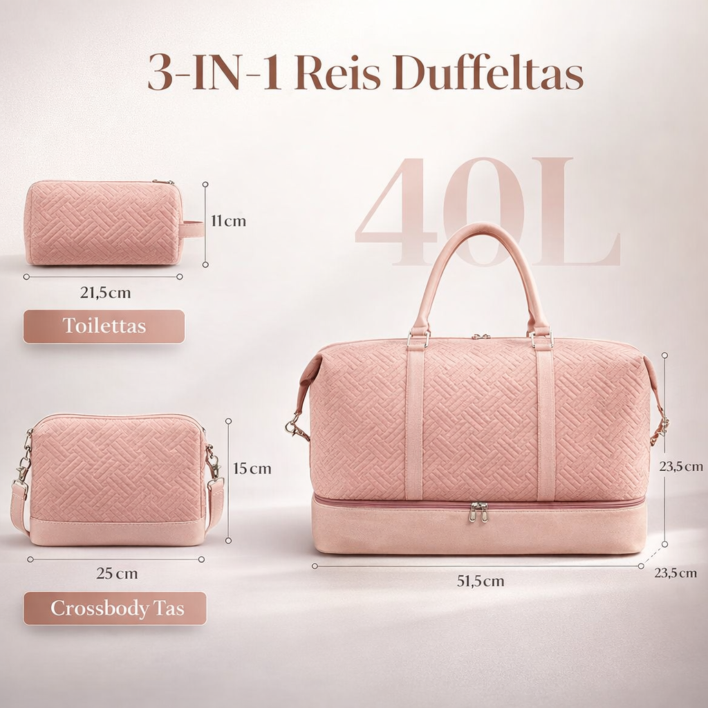 Weekendtas 45L Canvas | Extra groot & stevig | duffel tas dames