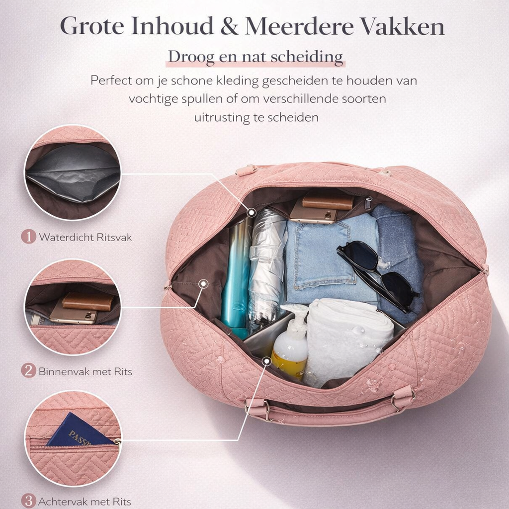 Weekendtas 45L Canvas | Extra groot & stevig | duffel tas dames