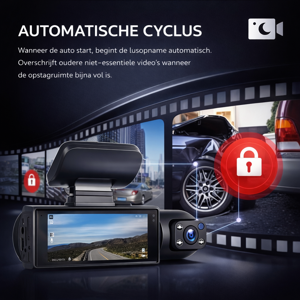Dashcam 1080P Dual Lens | Nachtzicht & opname | auto camera
