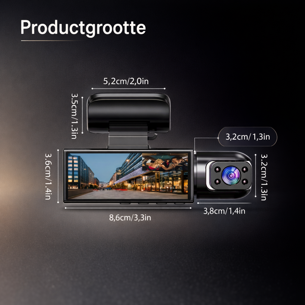 Dashcam 1080P Dual Lens | Nachtzicht & opname | auto camera