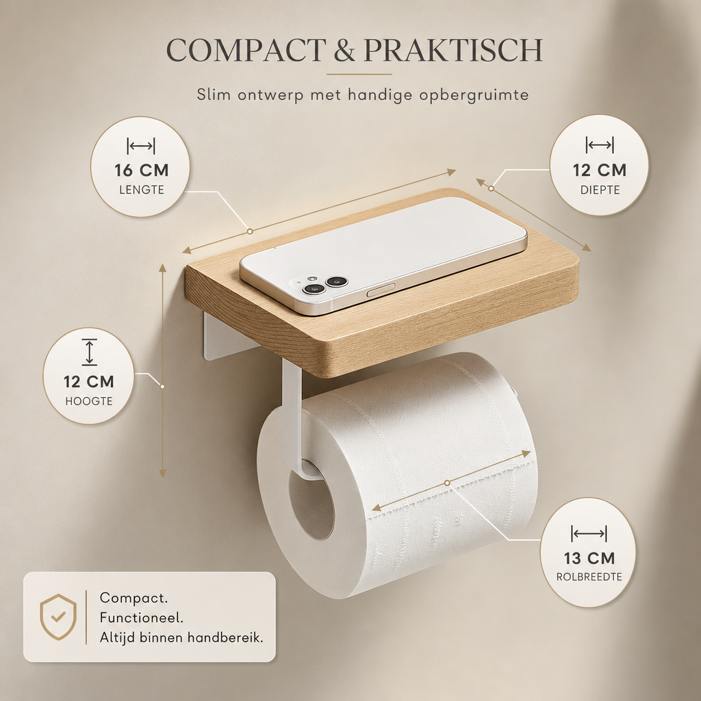 Nordwood | Houten Toiletpapierhouder voor Badkamer | toiletpapierhouder hout wc rolhouder badkamer accessoire