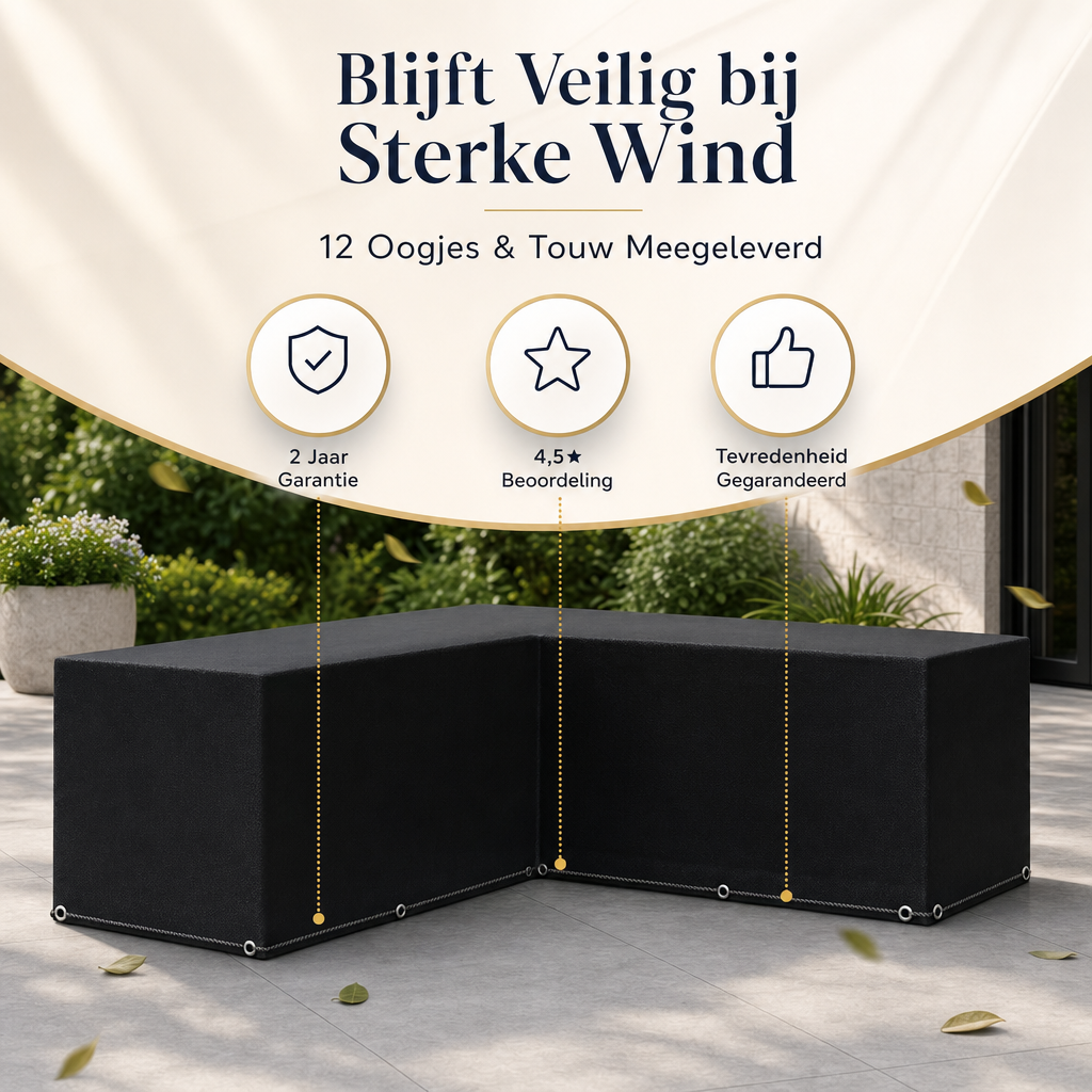 Loungeshield | L Vormige Tuinmeubelhoes 250x250x90 cm | L vorm tuinmeubelhoes loungeset hoes waterdichte tuinmeubelhoes