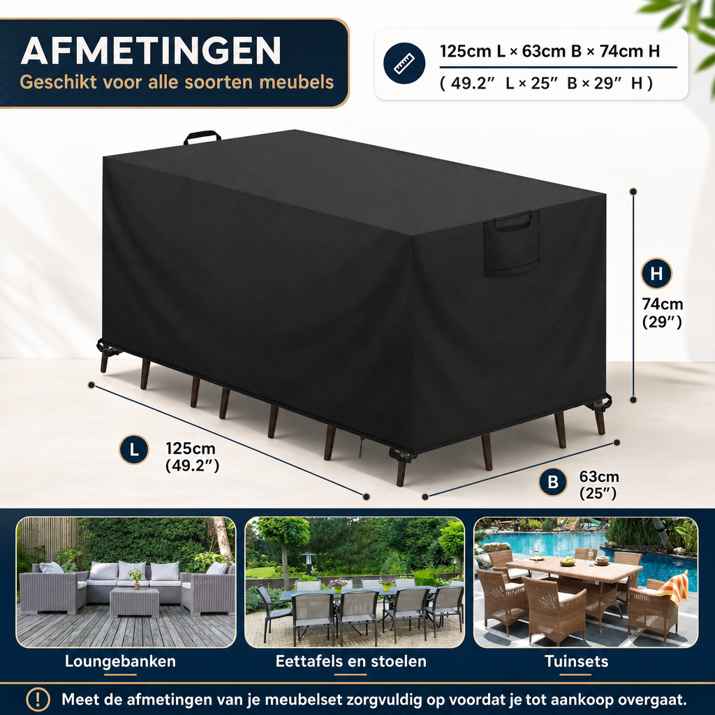 Coverra | Waterdichte Tuinafdekking van 42D Oxford Stof | tuinmeubelhoes waterdicht buitenhoes tuinmeubels beschermhoes tuin
