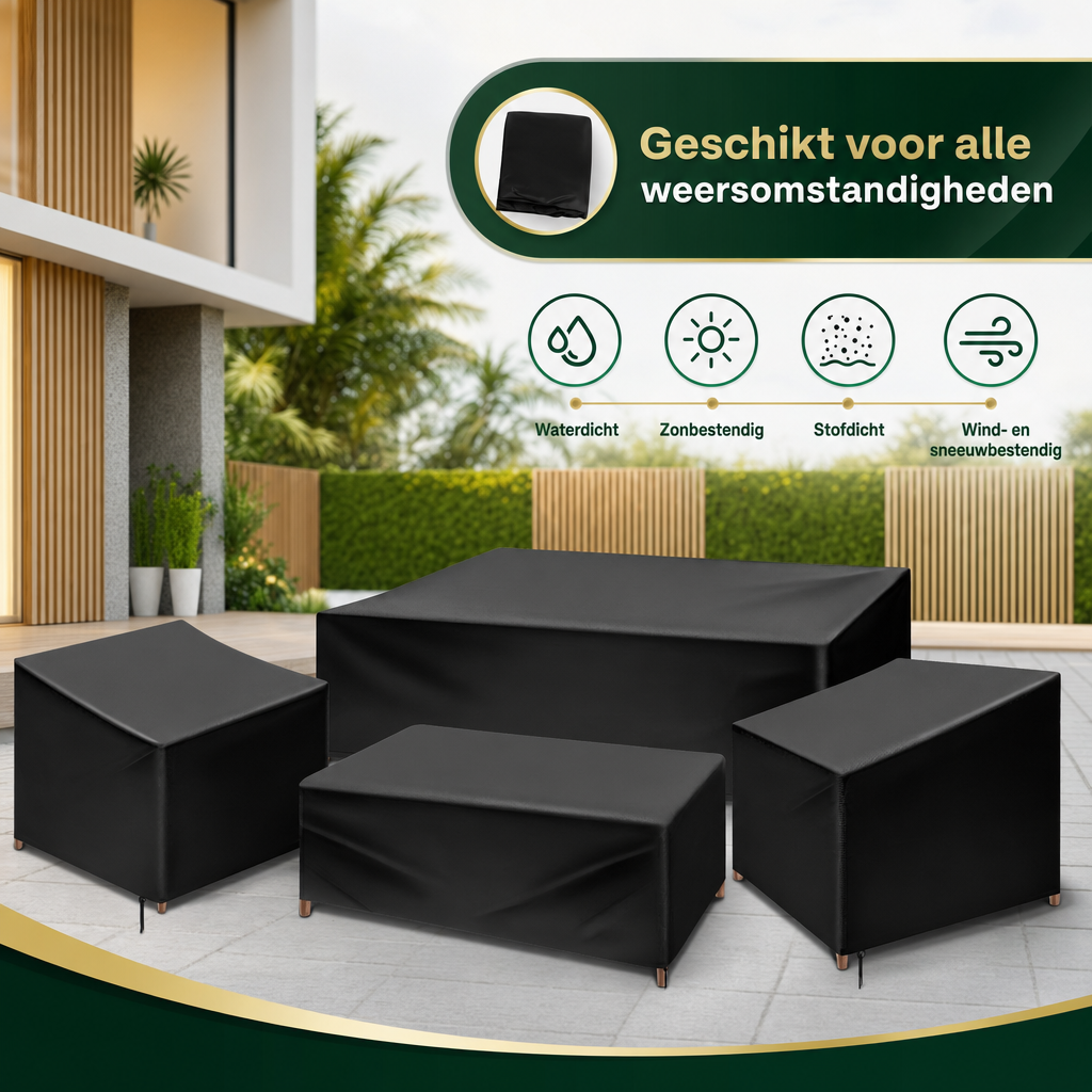 Terrashield | 4 Delige Waterdichte Tuinmeubelhoes Set | tuinmeubelhoes set waterdicht terrasmeubelhoes beschermhoes tuinmeubels