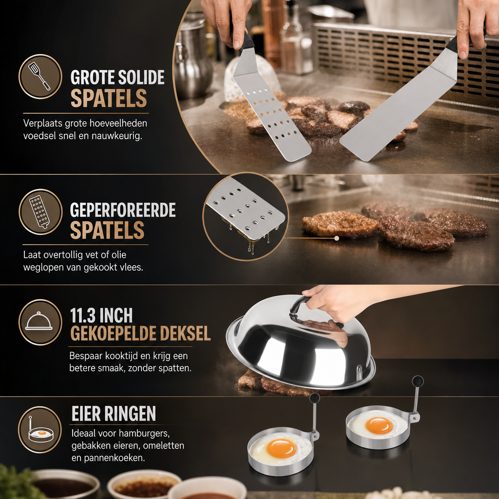 Grillmastero | 29 Delige BBQ Accessoires Set met Burgerpers | BBQ accessoires set barbecue gereedschap grill bestekset