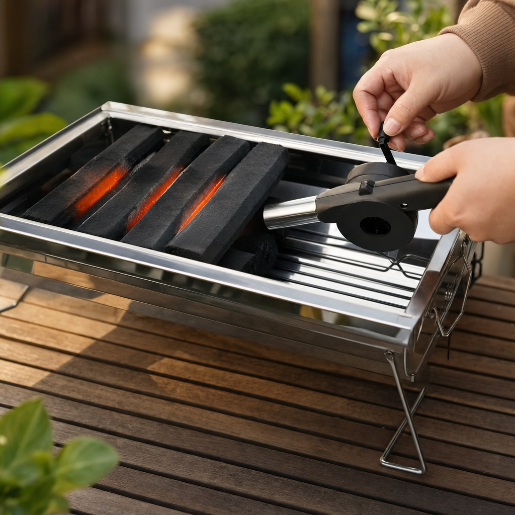 Flamego | Handaangedreven Barbecue Blower voor Buiten Koken | barbecue blower BBQ luchtblazer handmatige vuurblazer