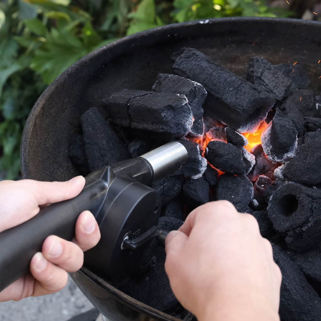 Flamego | Handaangedreven Barbecue Blower voor Buiten Koken | barbecue blower BBQ luchtblazer handmatige vuurblazer
