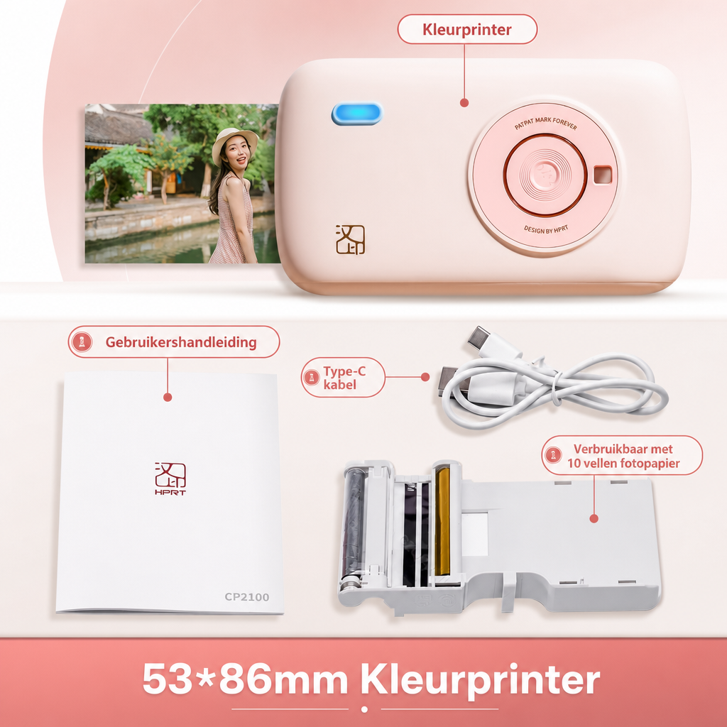 PhotoPop | Mini fotoprinter | Mini Fotoprinter Draagbaar 300DPI Bluetooth – Pocket Foto Printer voor DIY Fotoafdrukken 2x3 Inch, Cadeau voor Fotoliefhebbers