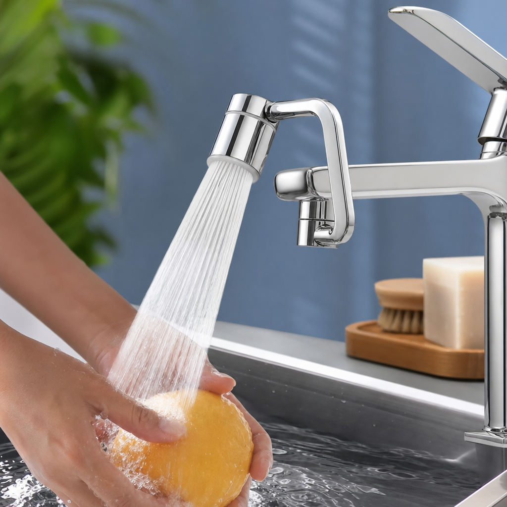 AquaFlex | Draaibare kraanverlenger | RVS Kraanverlenger 1080° Draaibaar – Spatwaterdicht Dubbele Spuitmodus Universele Adapter voor Keuken en Badkamer Wastafel